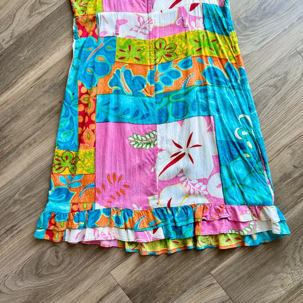 Jam World Tropical Patchwork Floral Sundress Ruff… - image 10
